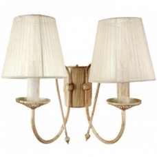 Απλίκα Τοίχου 2xE14 Μεταλλική σε Μπεζ Πατίνα Υφασμάτινα Καπέλα 43359